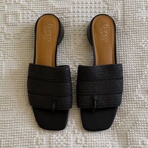 Franco Sarto Black Woven Slide Mules